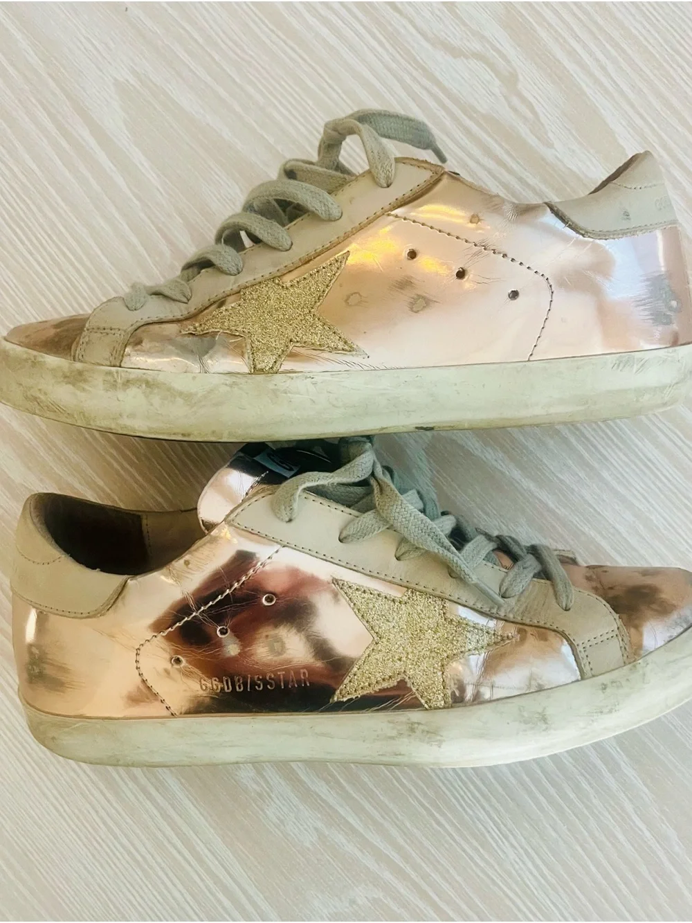 Golden Goose Superstar Rose Gold Metallic Low-Top Sneakers Size 38